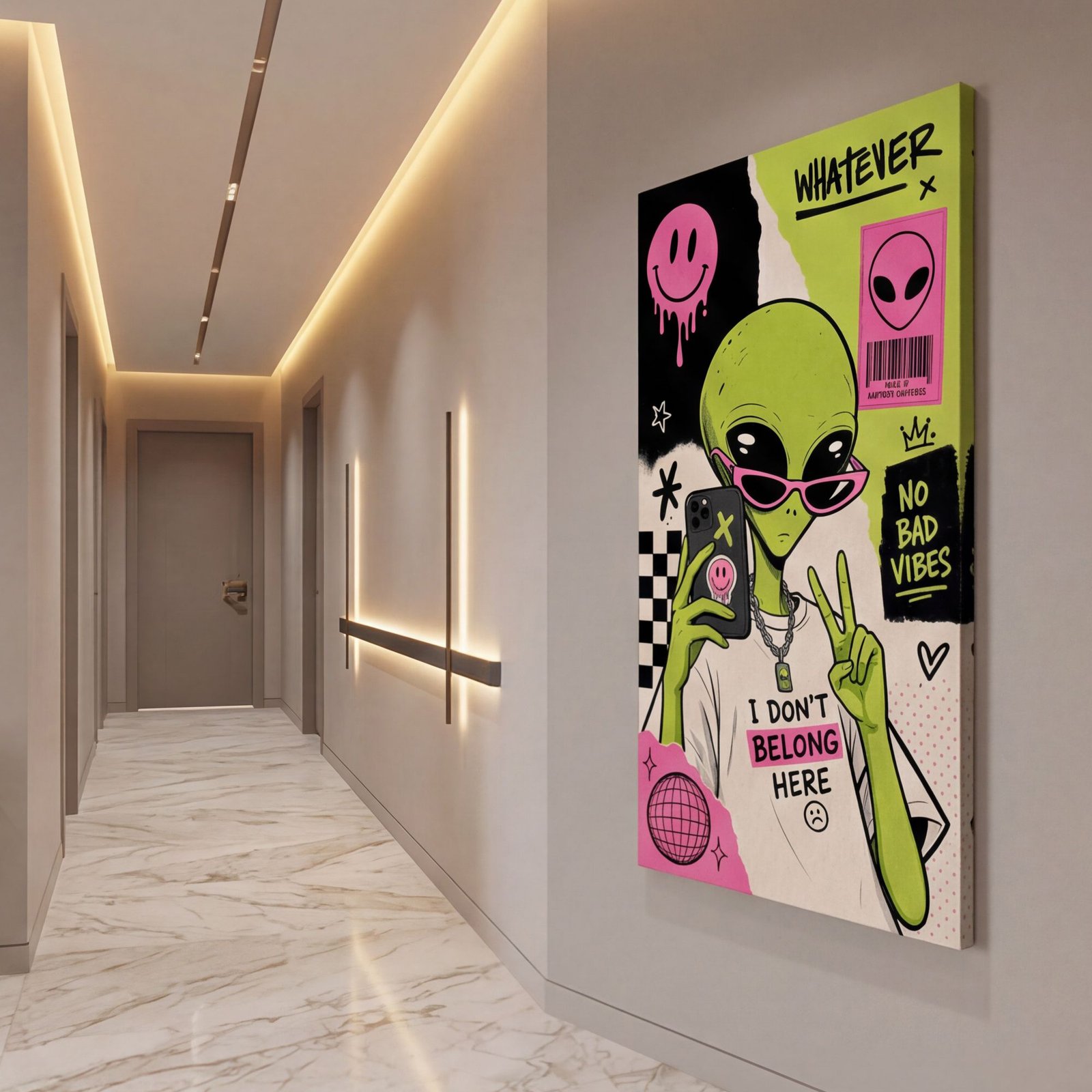 Canvas Wall Art Alien Ufo Pop Color Living Room Home - Image 3