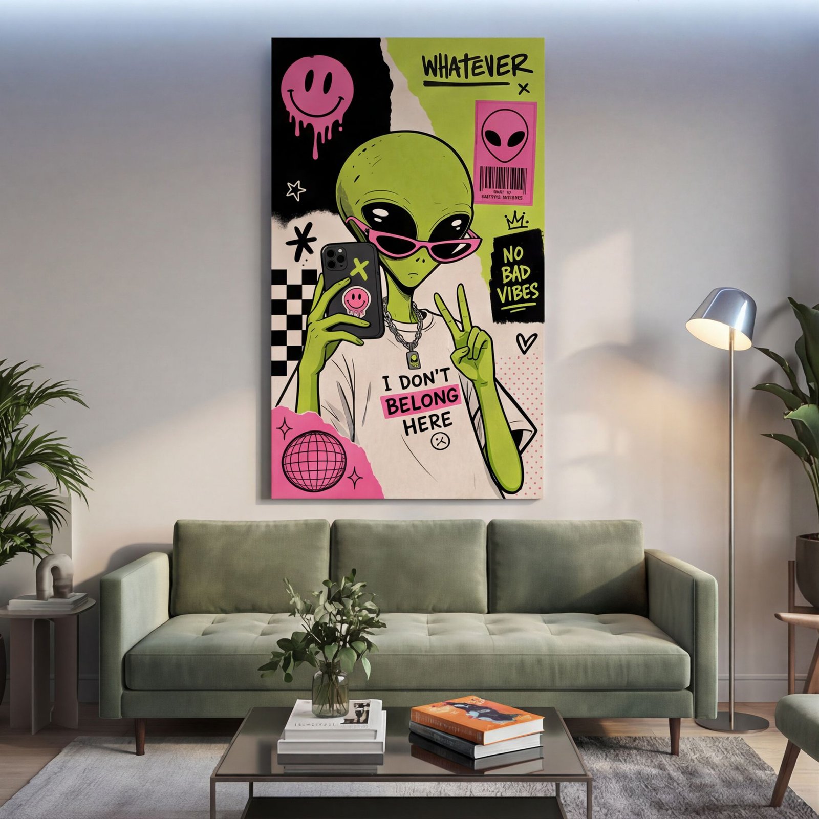 Canvas Wall Art Alien Ufo Pop Color Living Room Home - Image 2