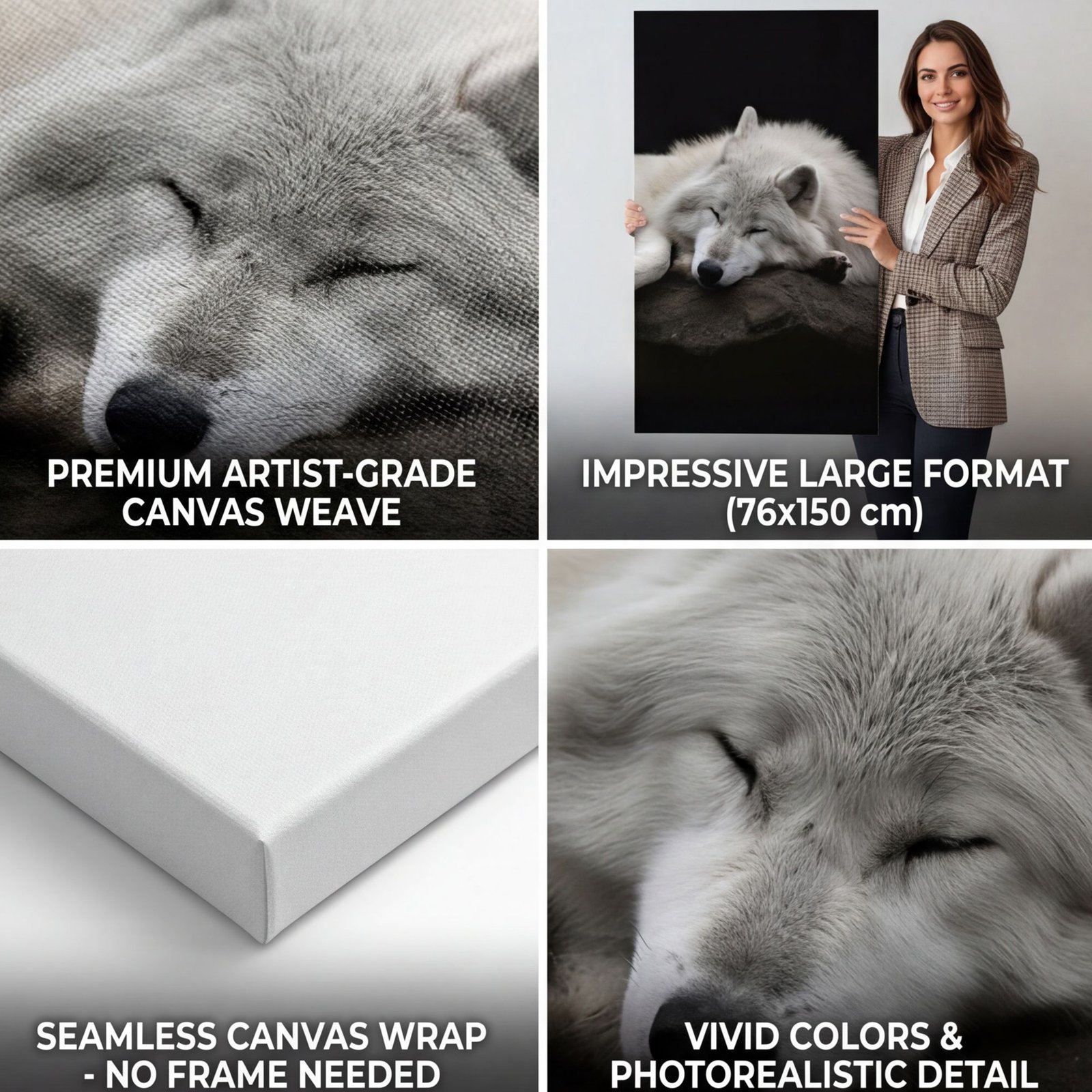 Canvas Wall Art Wolf Lux Large Living Room Office Home - Image 4