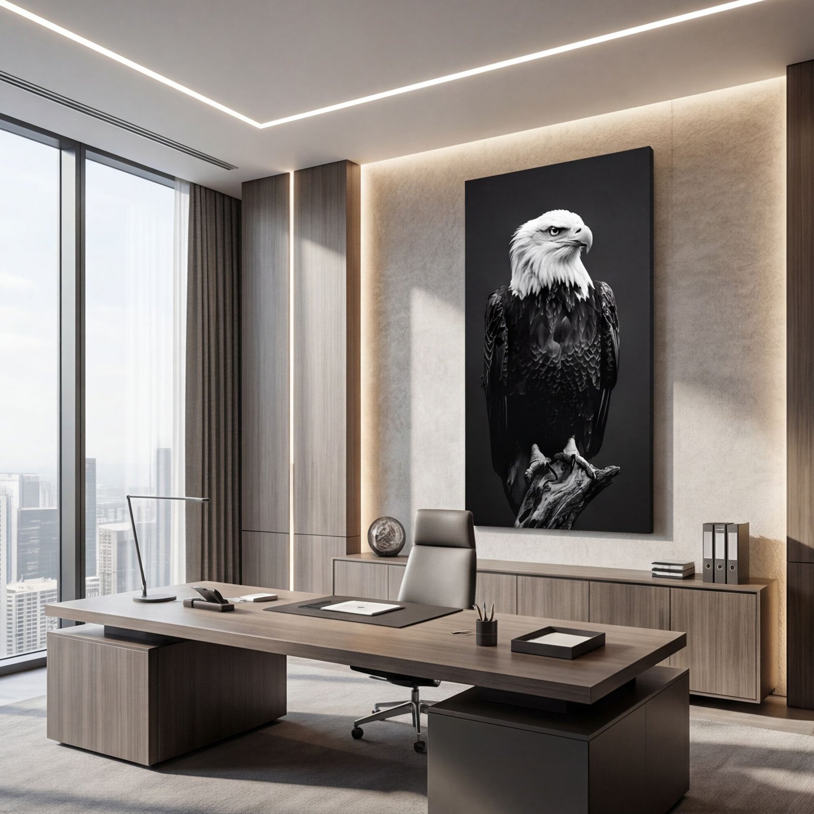 Canvas Wall Art American Eagle Black White Lux Living Room Office Home - Image 2