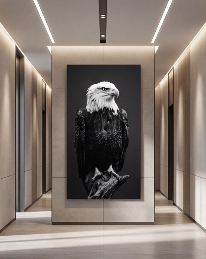 Canvas Wall Art American Eagle Black White Lux Living Room Office Home