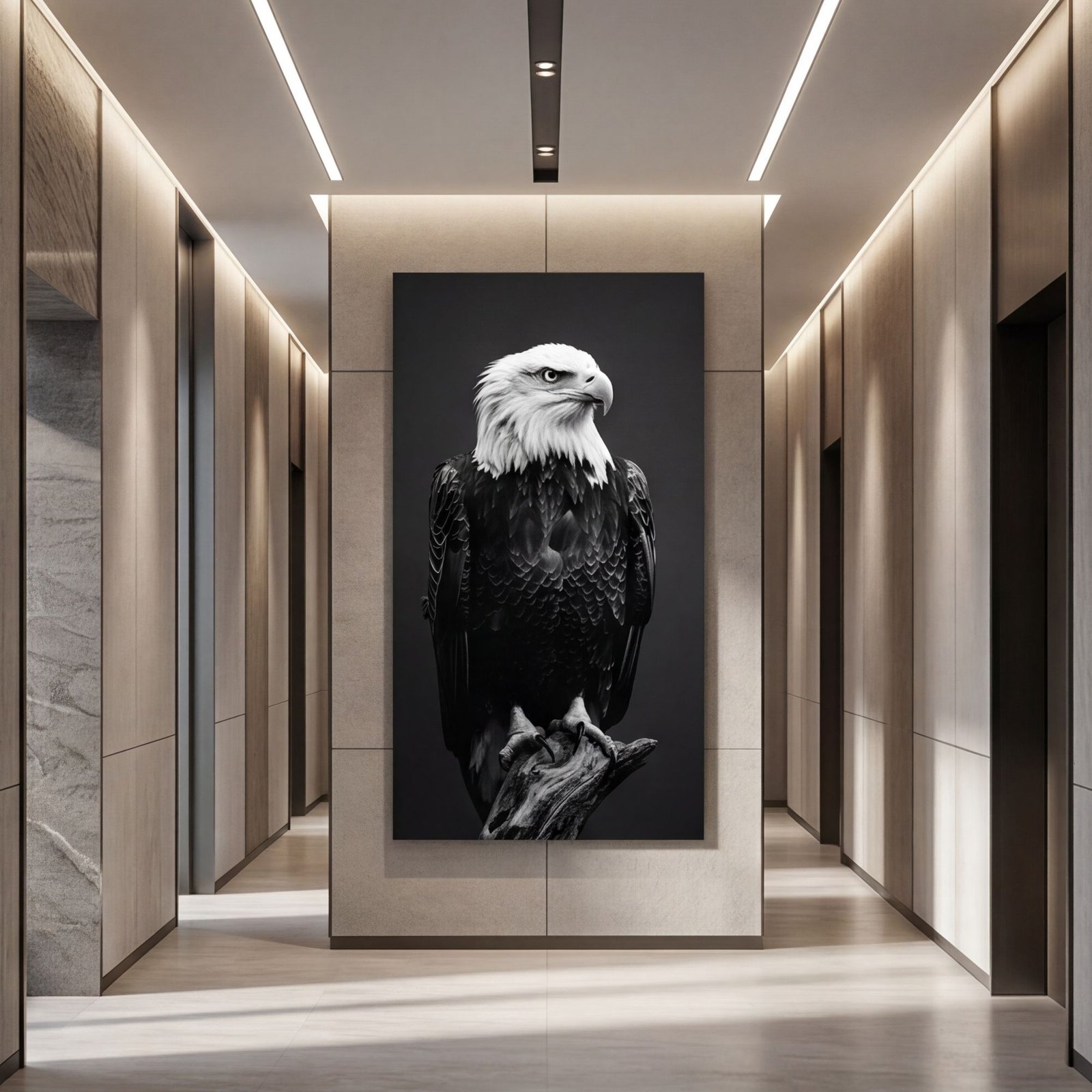 Canvas Wall Art American Eagle Black White Lux Living Room Office Home