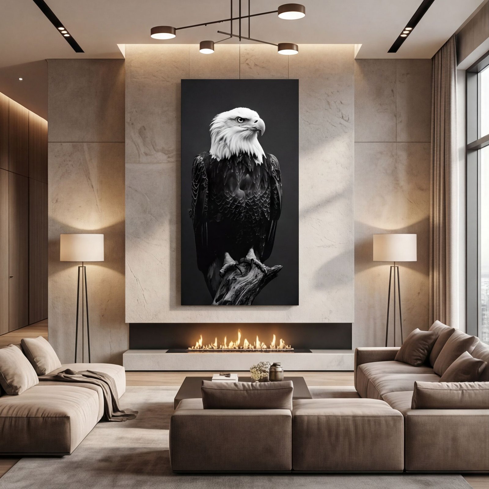 Canvas Wall Art American Eagle Black White Lux Living Room Office Home - Image 4