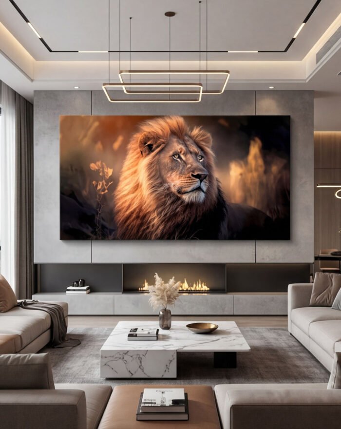 Canvas Wall Art Lion Sunset Lux Living Room Office Home