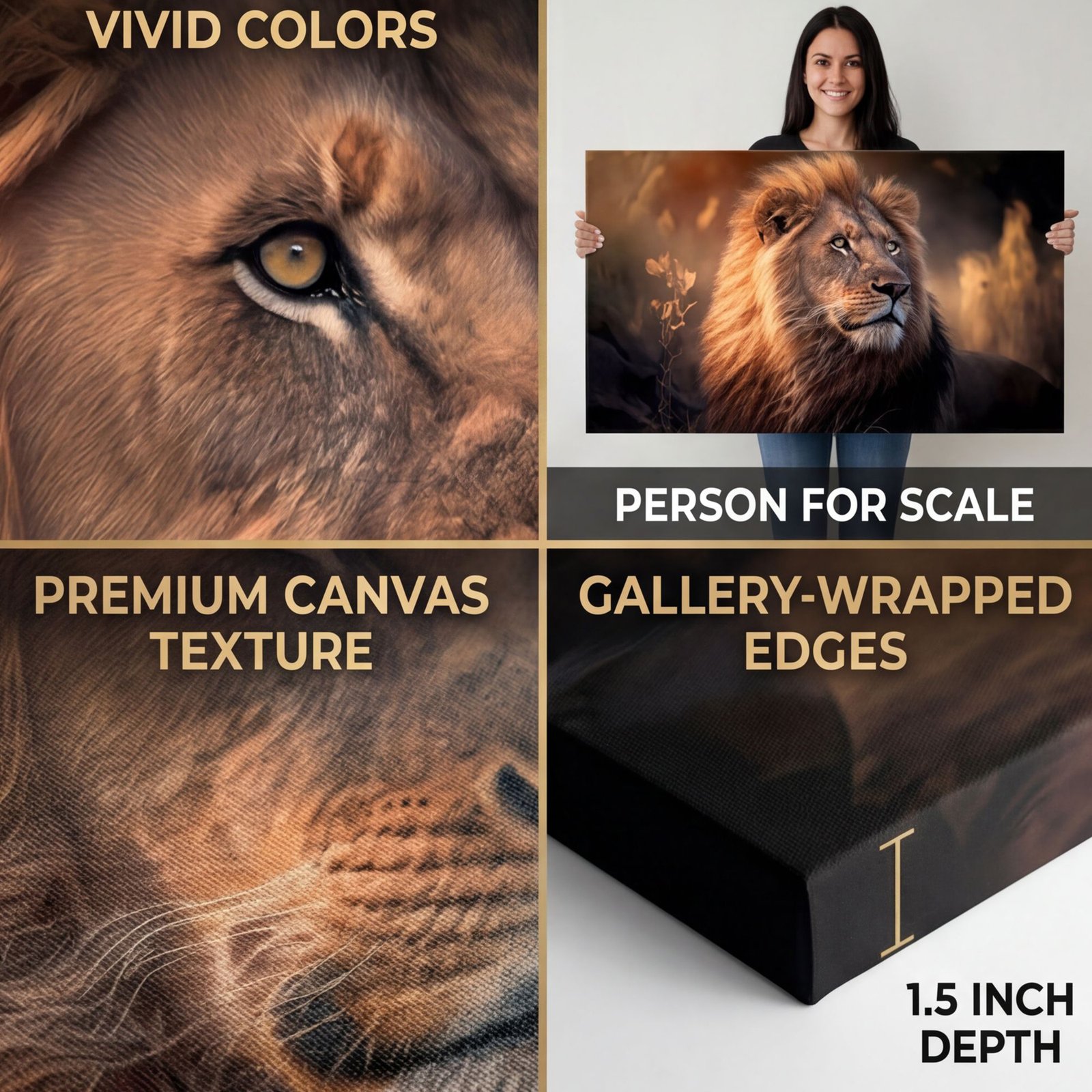 Canvas Wall Art Lion Sunset Lux Living Room Office Home - Image 5