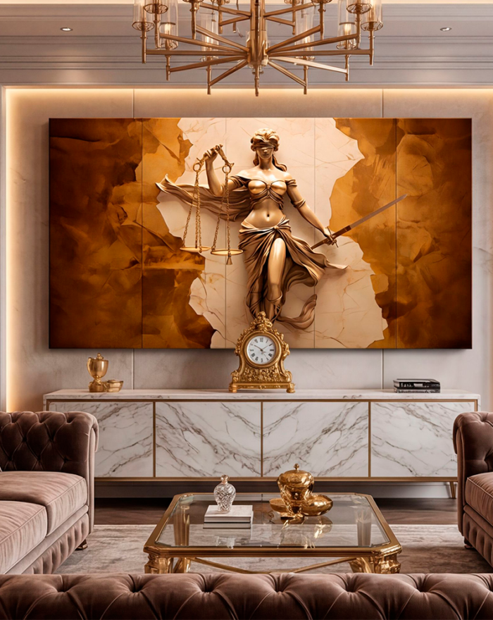 Canvas Wall Art Lady Justice Brown Marble Large for Living Room Office Home