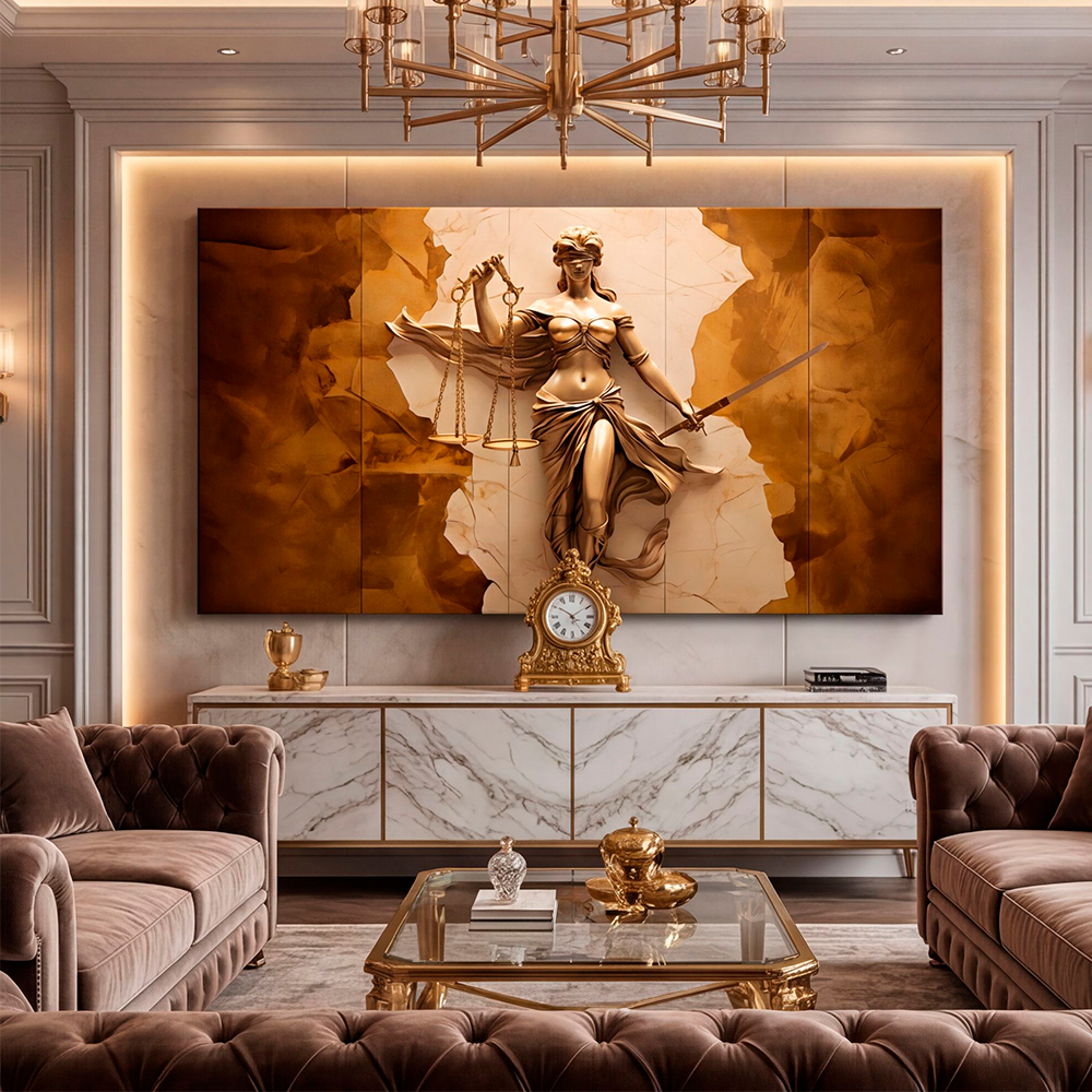 Canvas Wall Art Lady Justice Brown Marble Large for Living Room Office Home