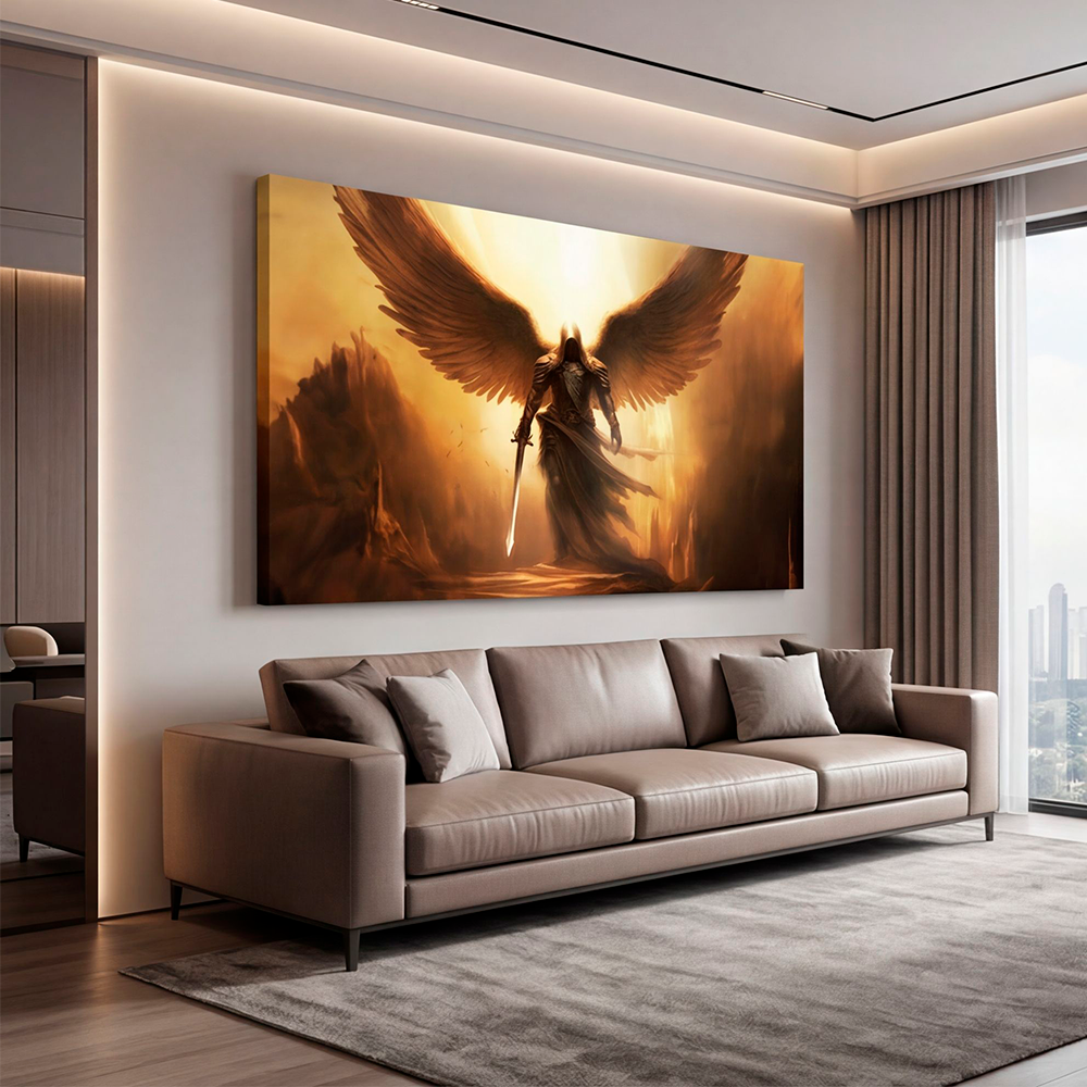 Canvas Wall Art Angel Divine Religious Protection for Living Room Office Home - Image 3