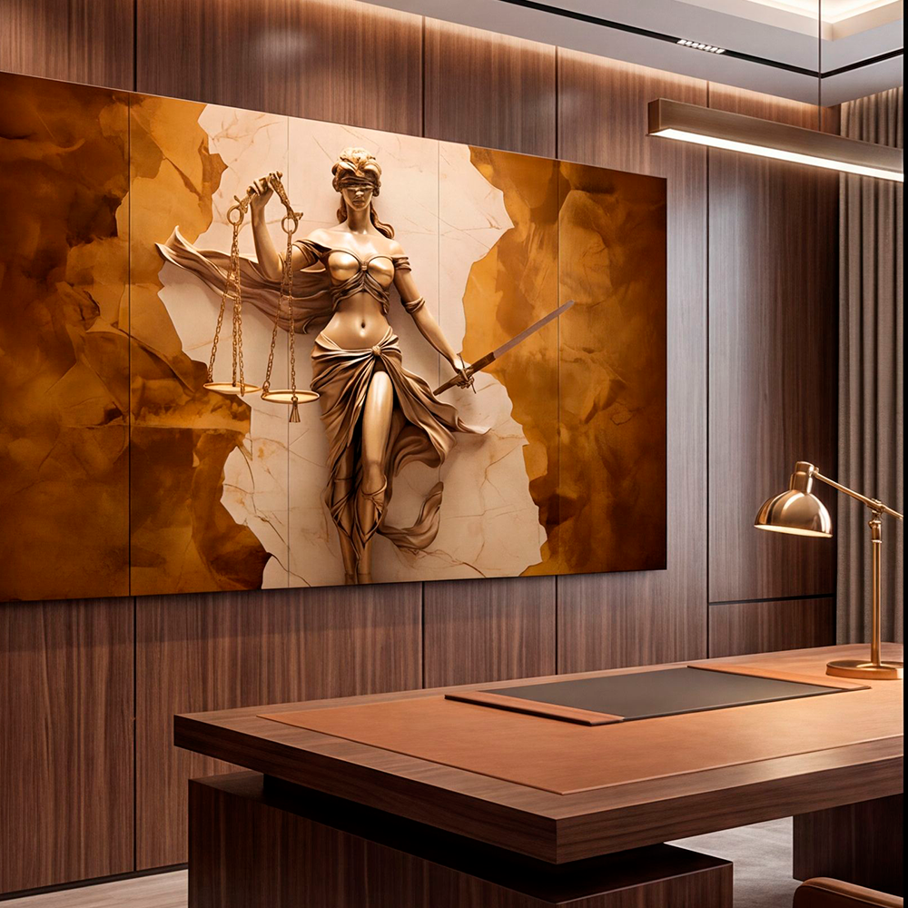 Canvas Wall Art Lady Justice Brown Marble Large for Living Room Office Home - Image 3