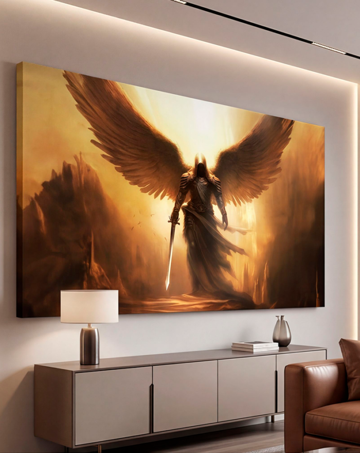 Canvas Wall Art Angel Divine Religious Protection for Living Room Office Home