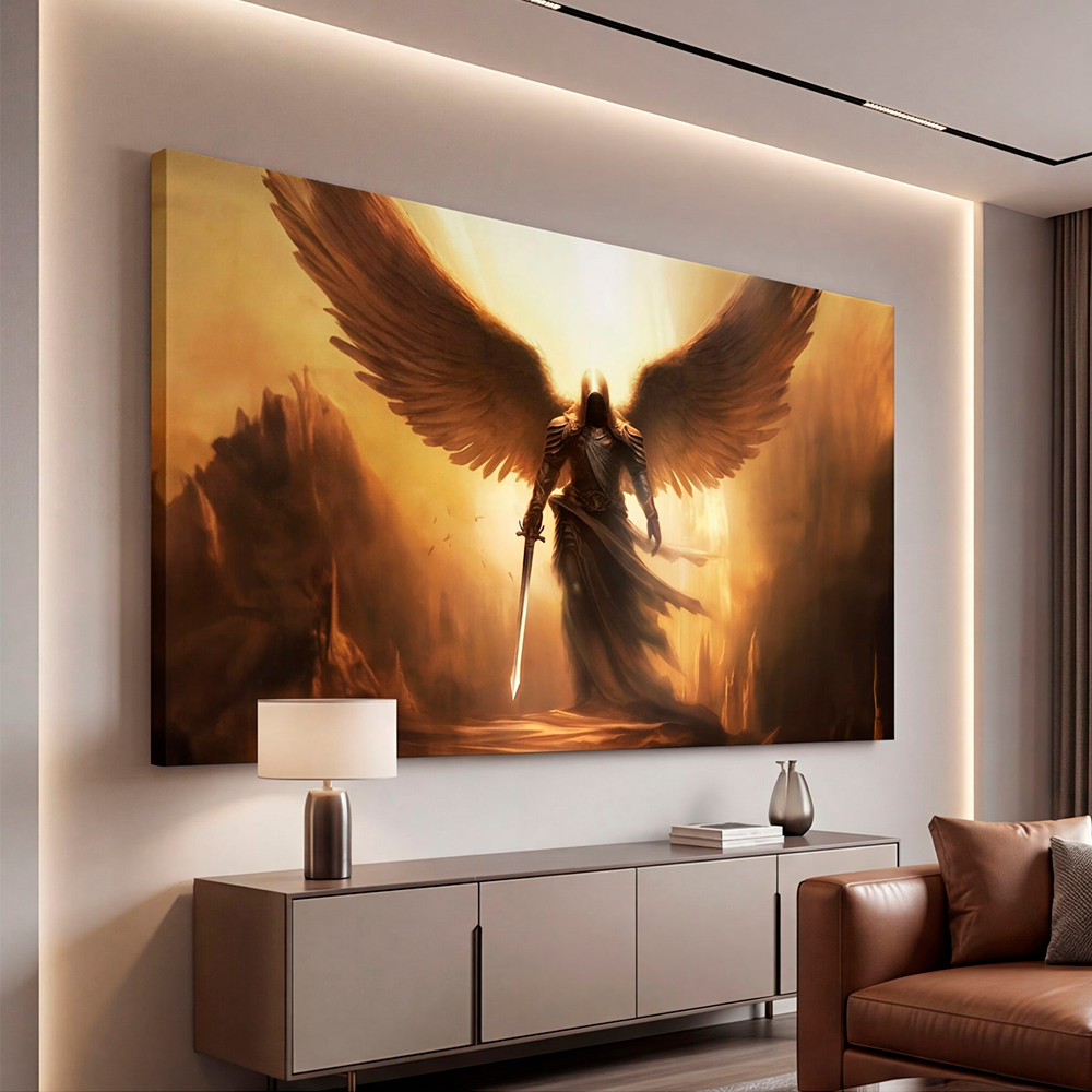 Canvas Wall Art Angel Divine Religious Protection for Living Room Office Home