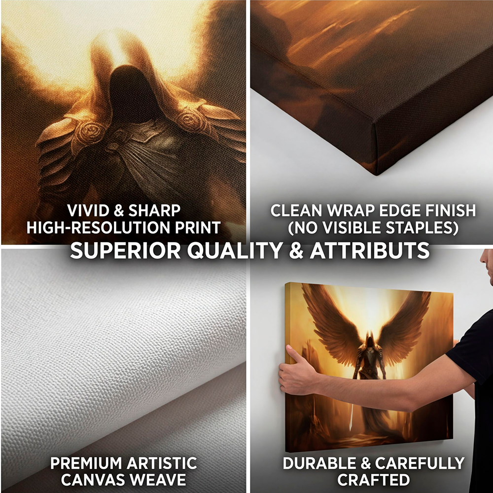 Canvas Wall Art Angel Divine Religious Protection for Living Room Office Home - Image 5