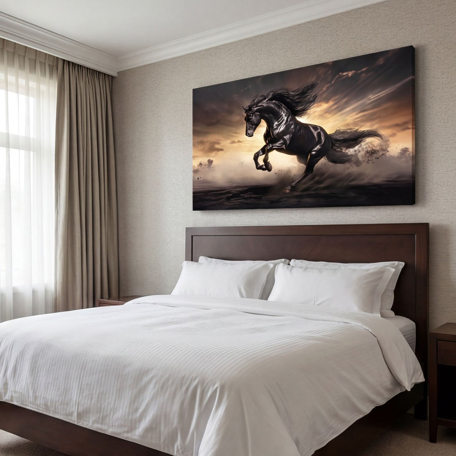 Canvas Wall Art Black Horse Living Room Office Home - Image 3