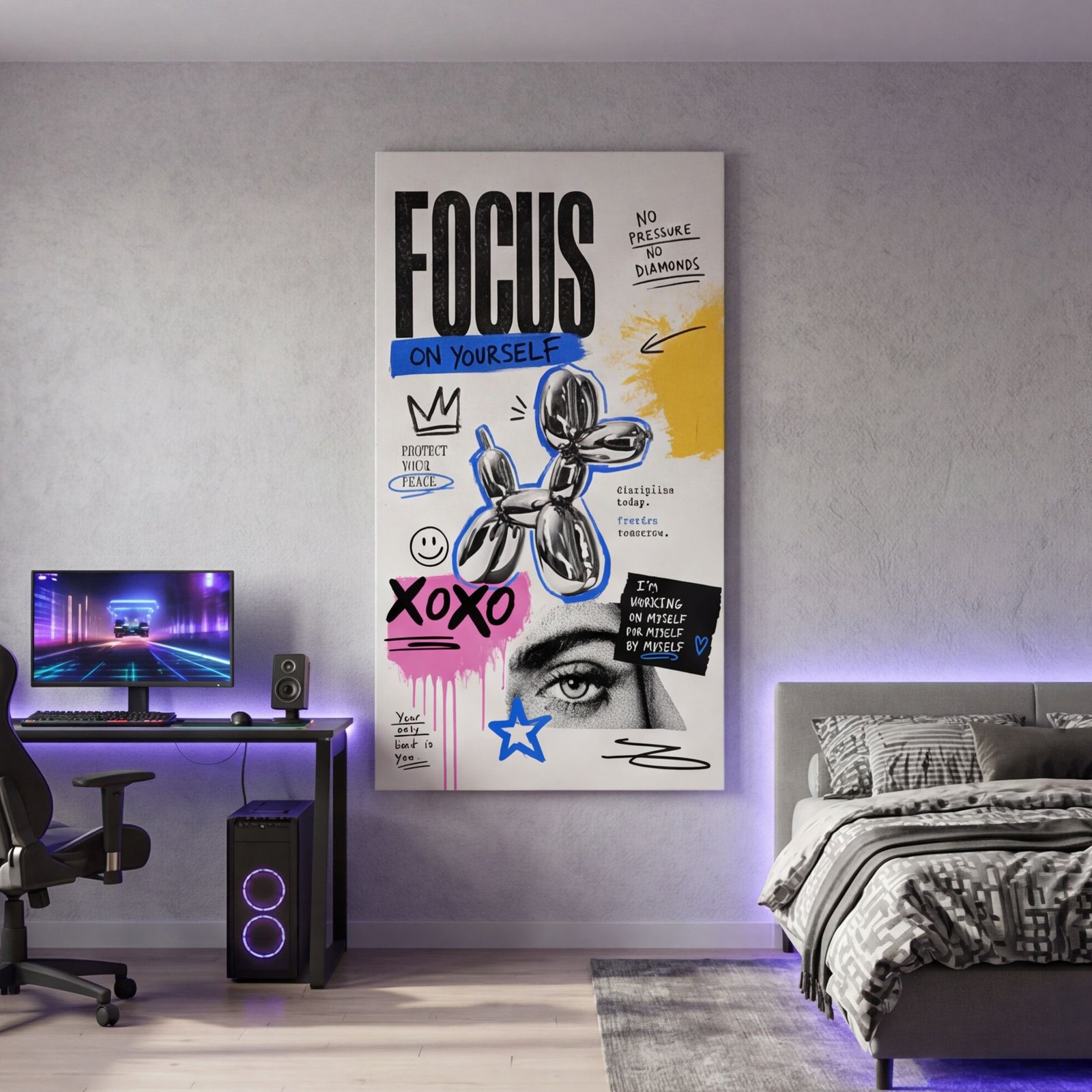 Canvas Wall Art Focus Street Pop Art Living Room Home - Image 2