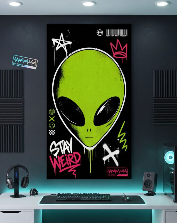 Wall Art Alien Ufo Pop Color Decor Canvas Living Room Home