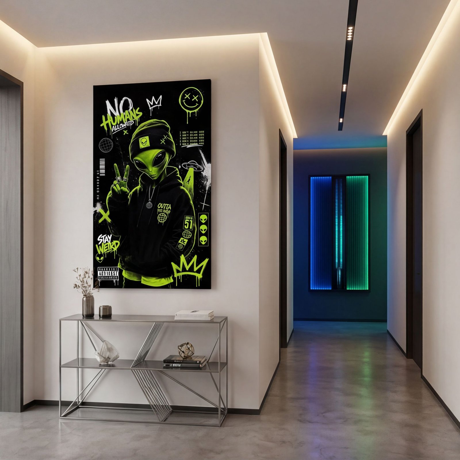 Canvas Wall Art Alien Ufo Hype Street Art Living Room Home - Image 3