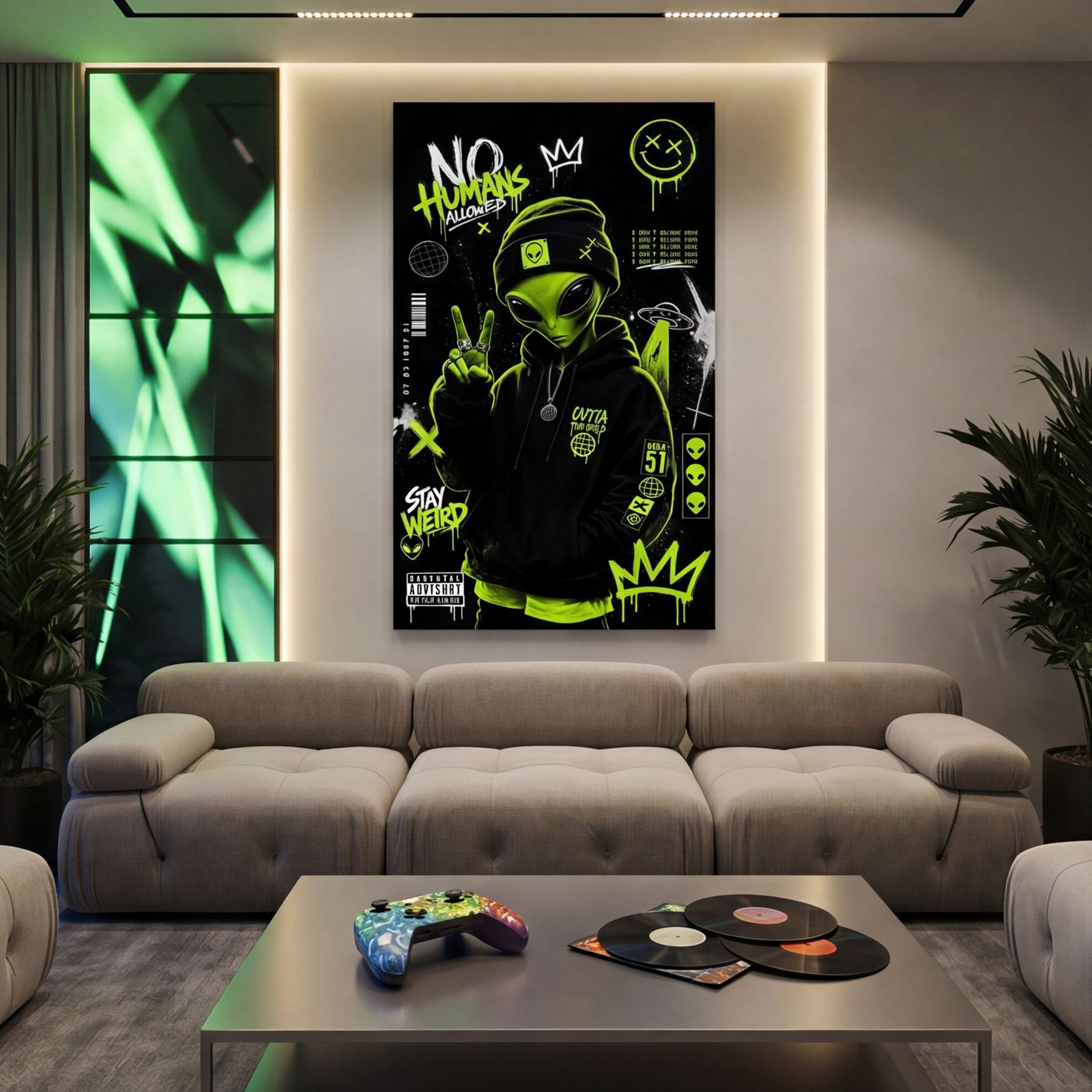 Canvas Wall Art Alien Ufo Hype Street Art Living Room Home - Image 4