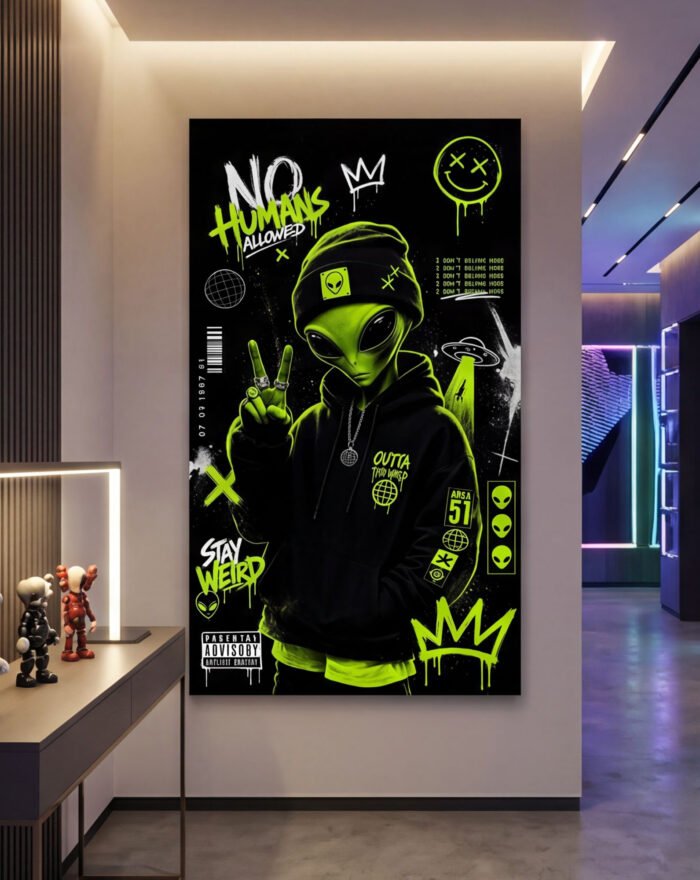 Canvas Wall Art Alien Ufo Hype Street Art Living Room Home