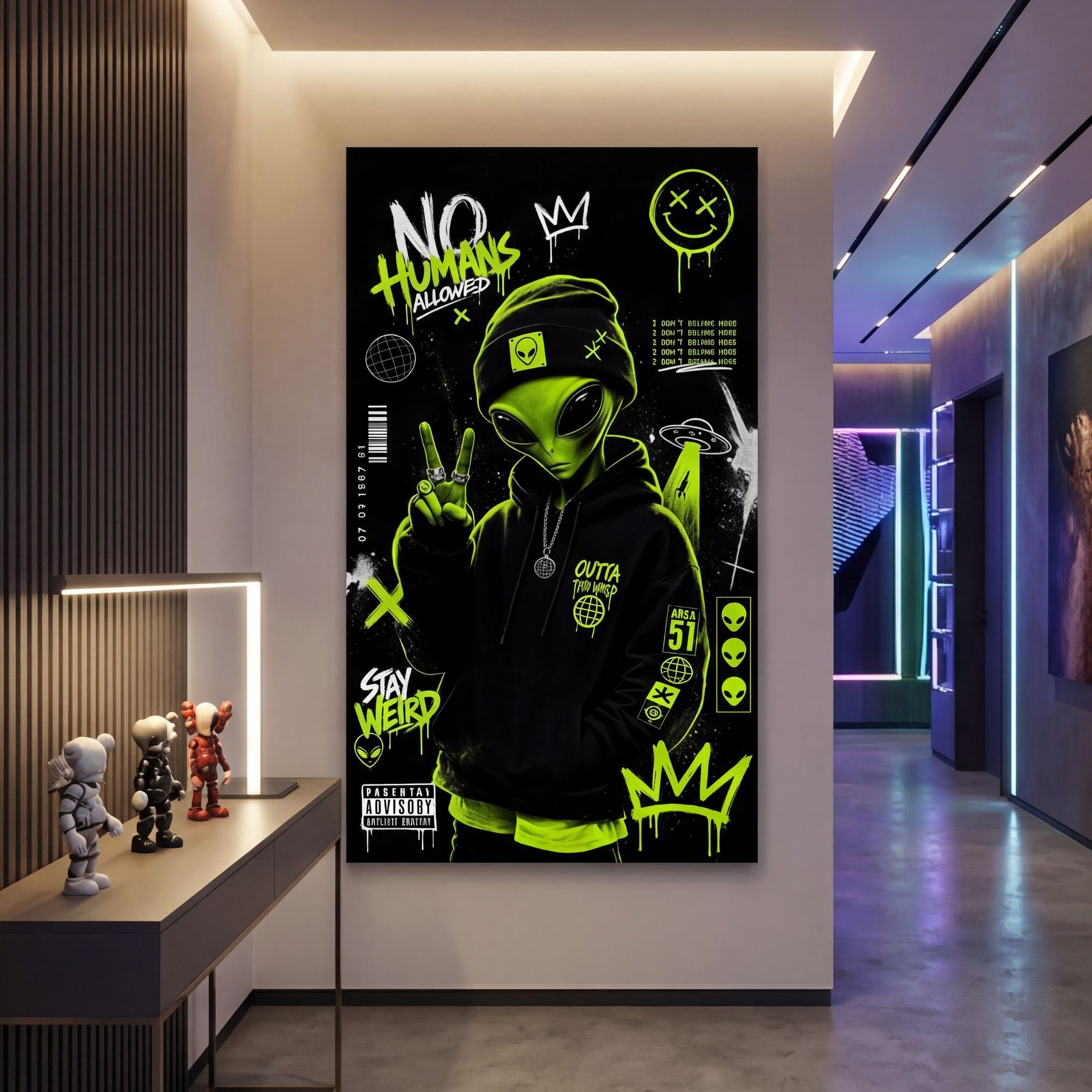 Canvas Wall Art Alien Ufo Hype Street Art Living Room Home