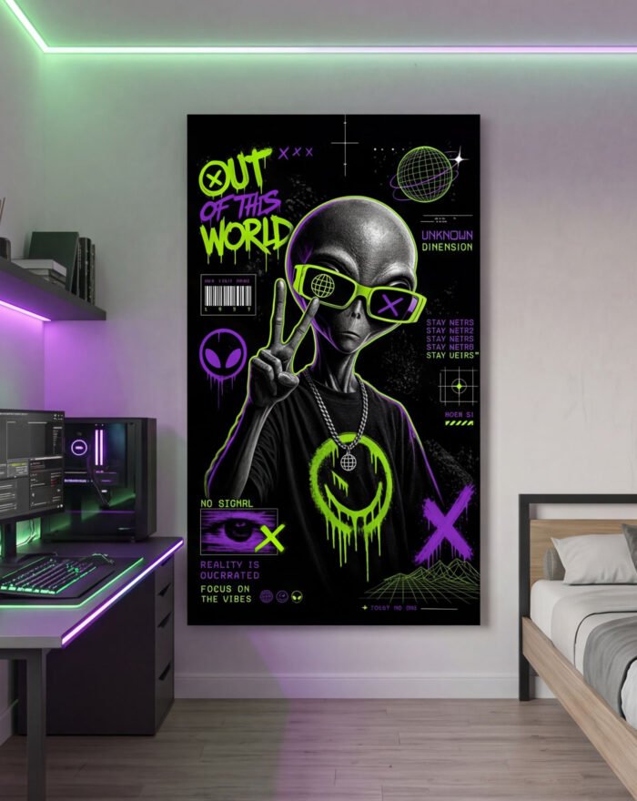 Canvas Wall Art Alien Ufo Hype Living Room Home