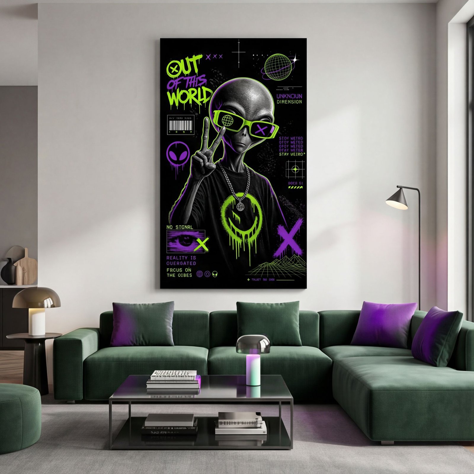 Canvas Wall Art Alien Ufo Hype Living Room Home - Image 4