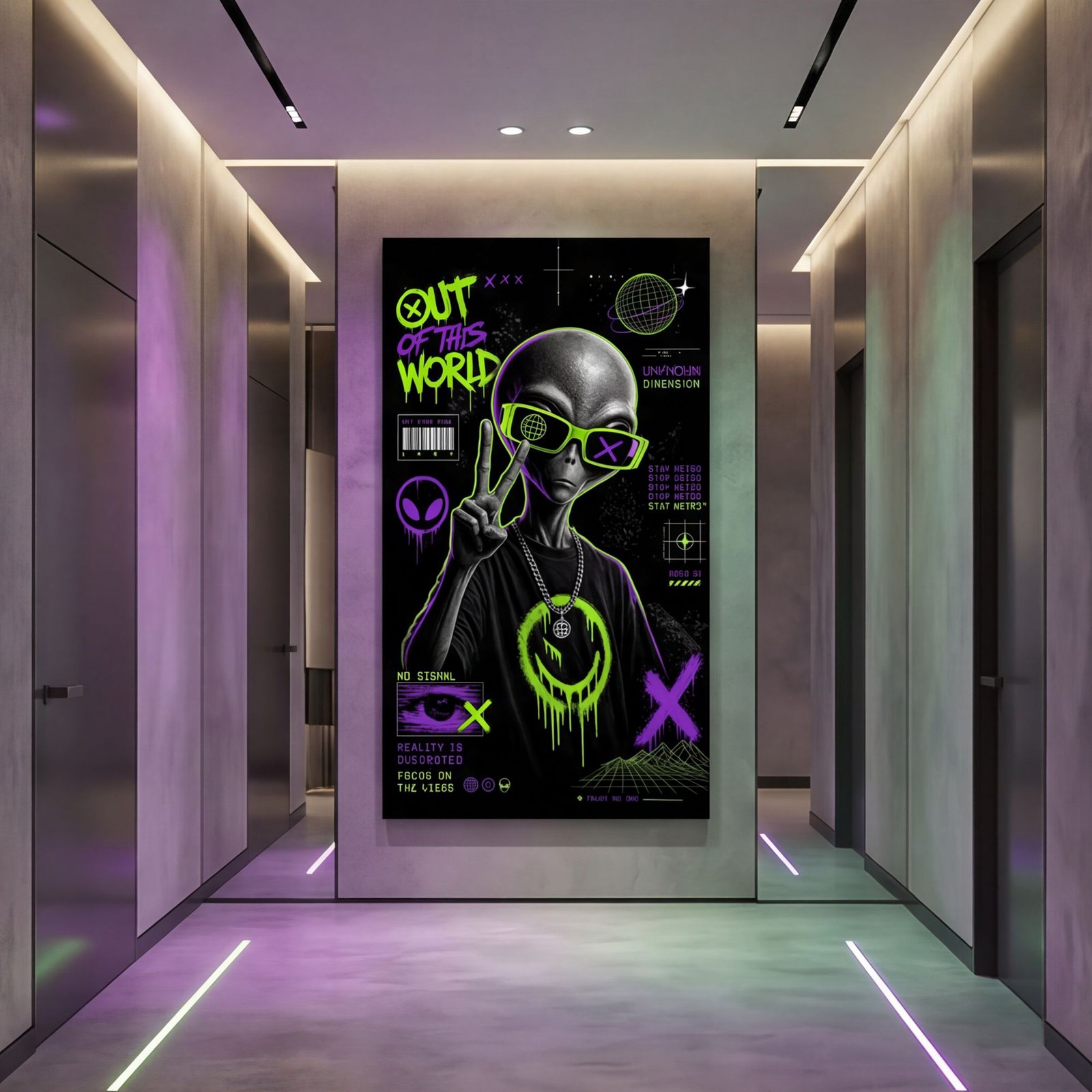 Canvas Wall Art Alien Ufo Hype Living Room Home - Image 5