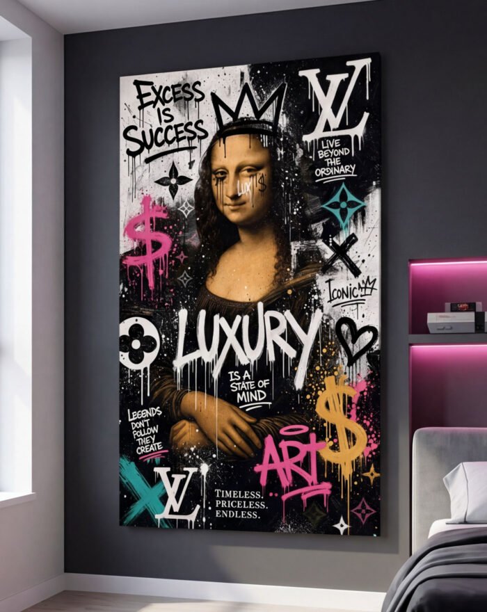 Canvas Wall Art Street Monalisa Grafitti Living Room Home