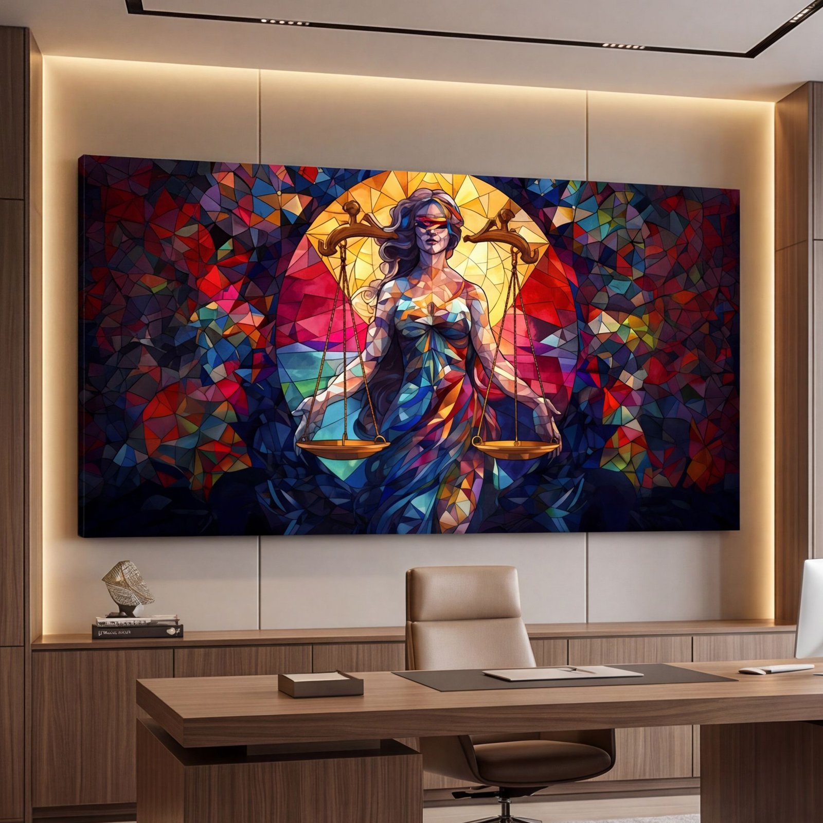 Canvas Wall Art Lady Justice Law Colorful Large Living Room Office Home