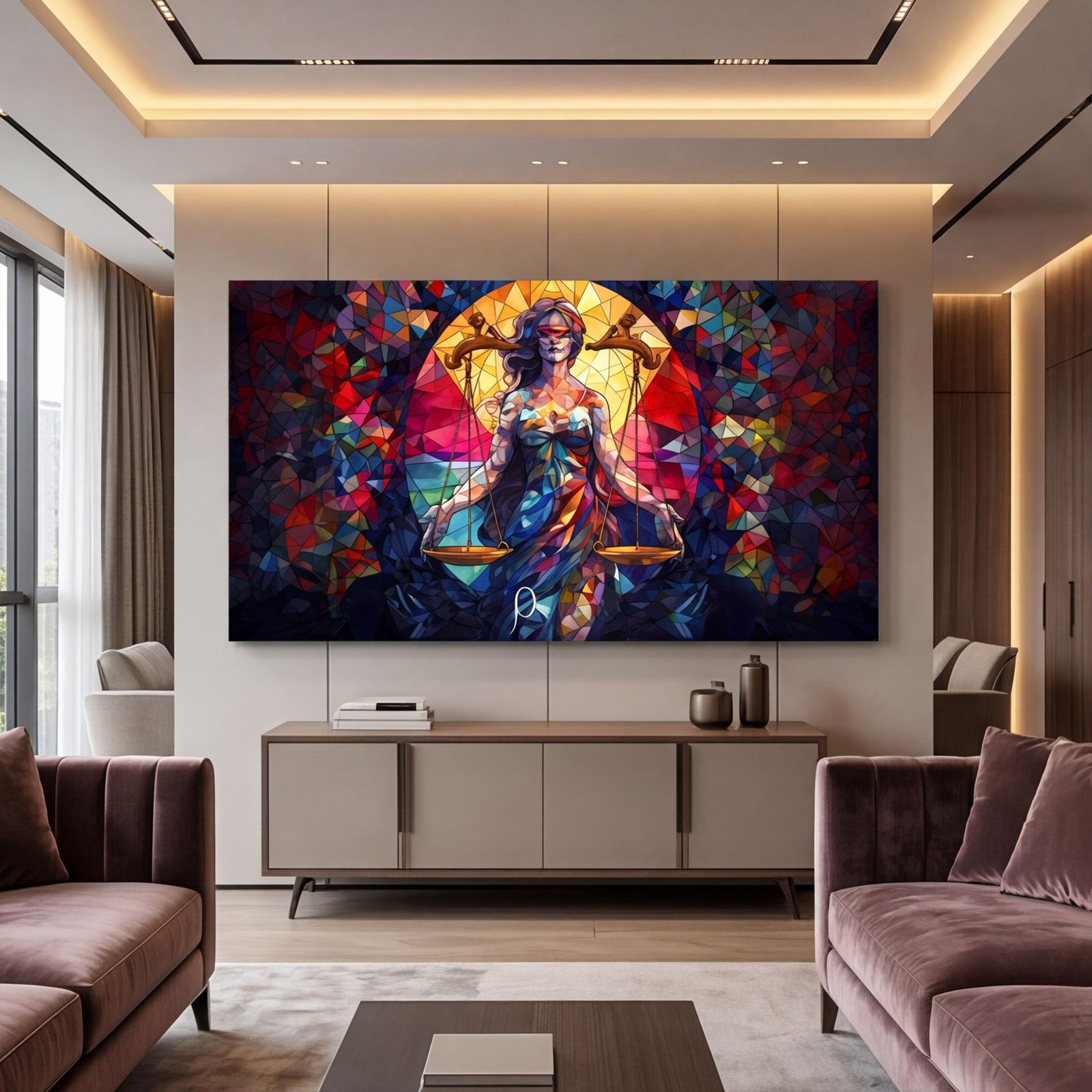 Canvas Wall Art Lady Justice Law Colorful Large Living Room Office Home - Image 4