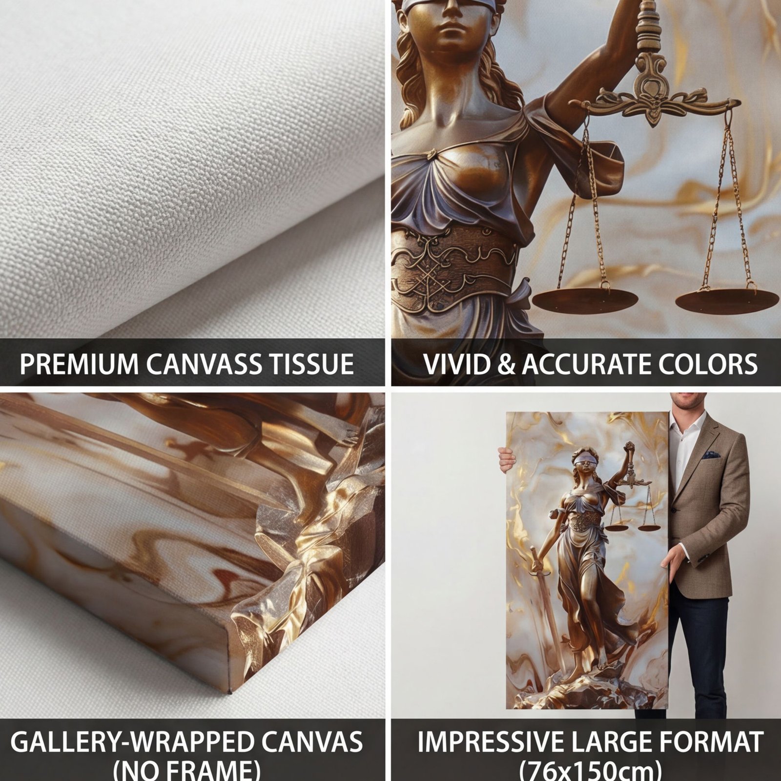 Canvas Wall Art Lady Justice Law Living Room Office Home - Image 4
