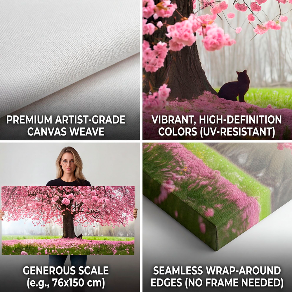 Canvas Wall Art Cherry Blossom Large for Living Room Office Home - Image 3