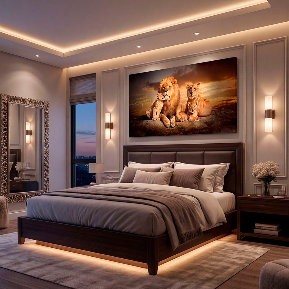 Canvas Wall Art Lion Family Love Large for Living Room Office Home - Image 2