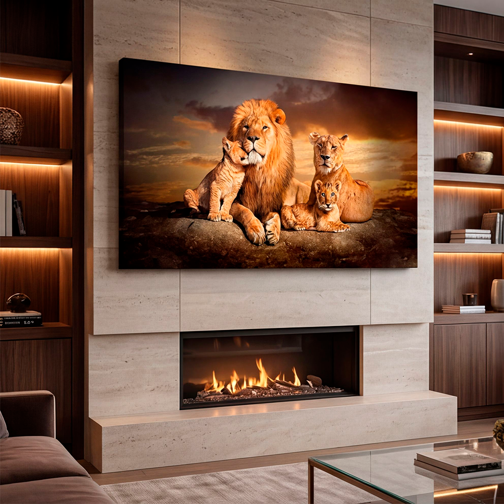 Canvas Wall Art Lion Family Love Large for Living Room Office Home