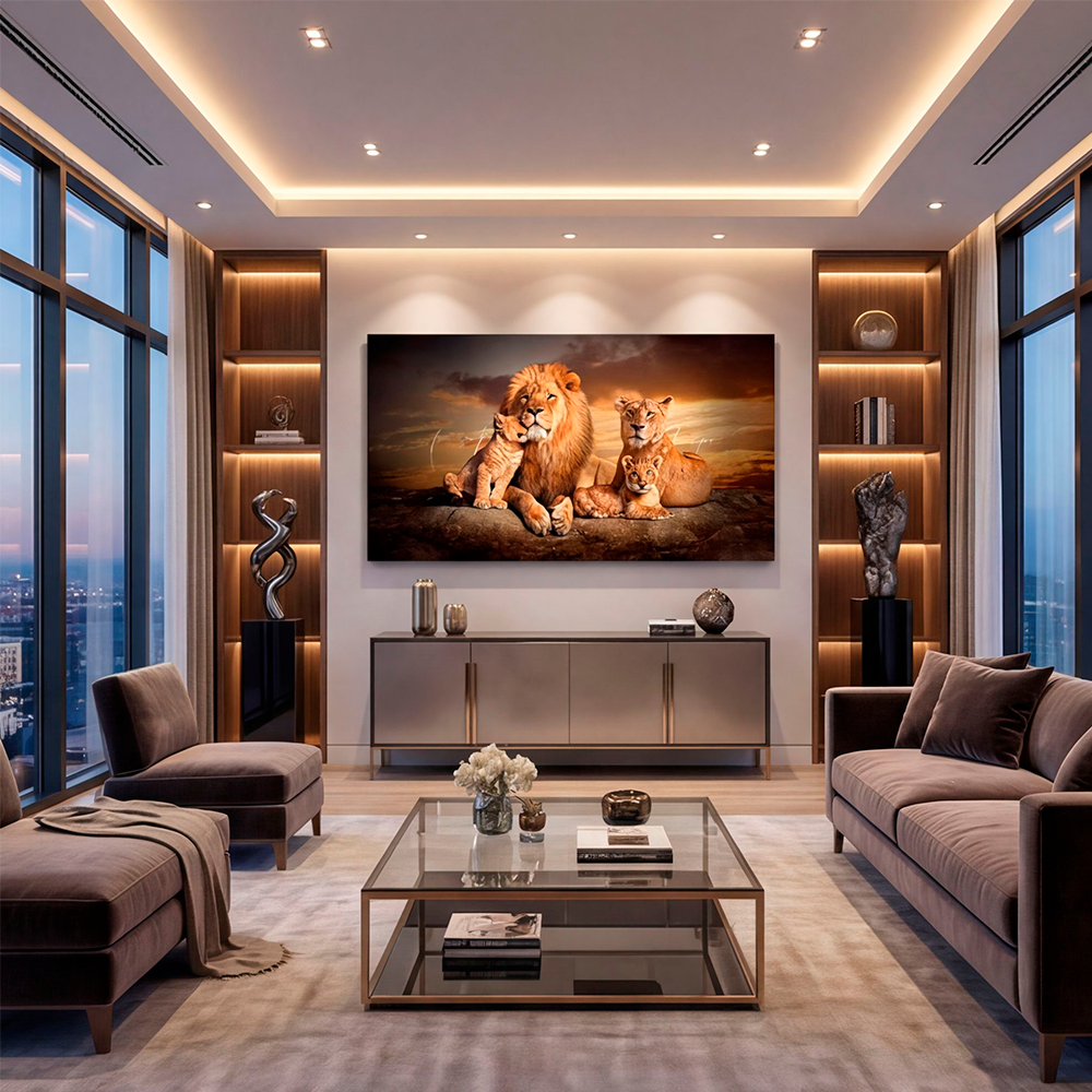Canvas Wall Art Lion Family Love Large for Living Room Office Home - Image 4