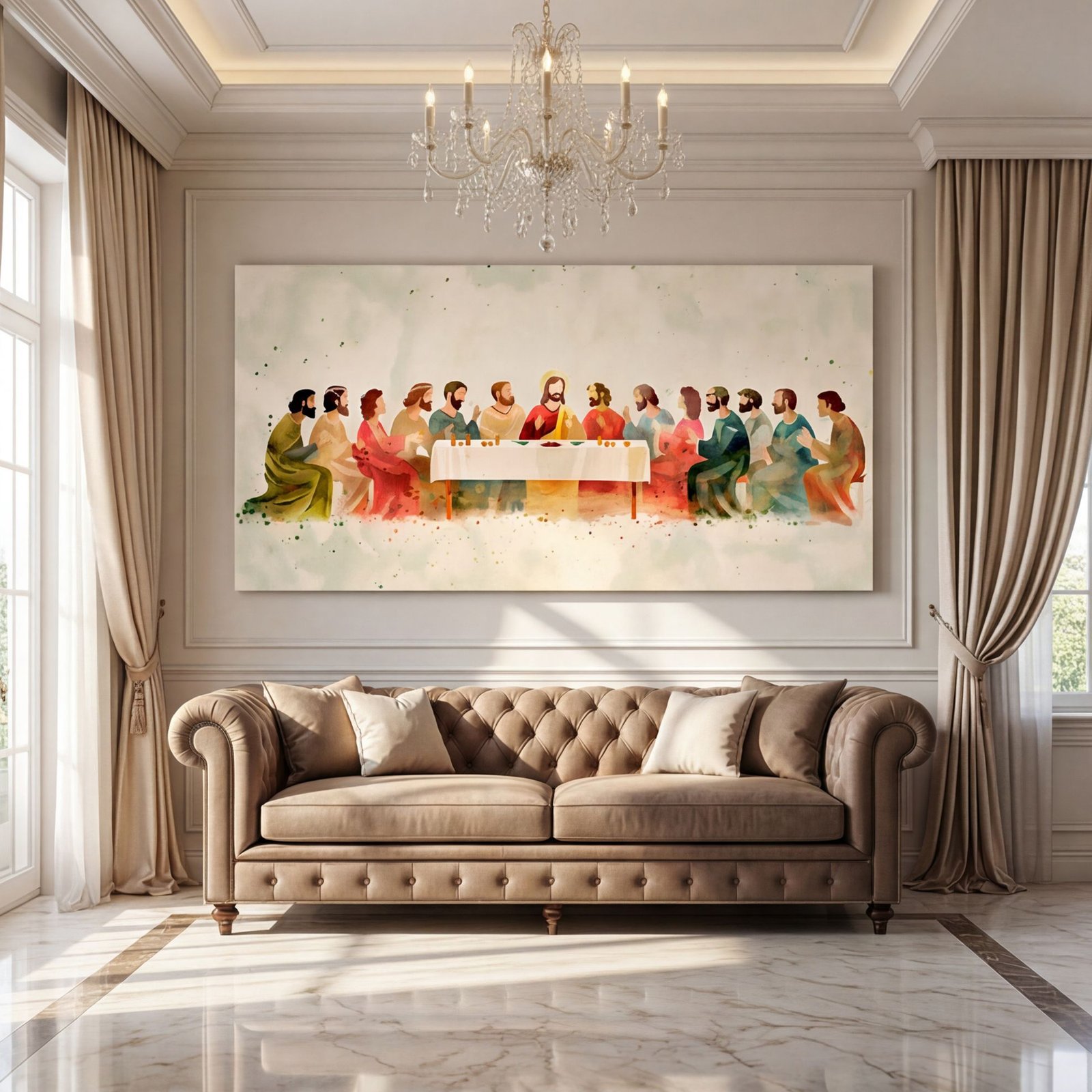 Canvas Wall Art The Last Supper in Color Religious Living Room Office Home - Image 2