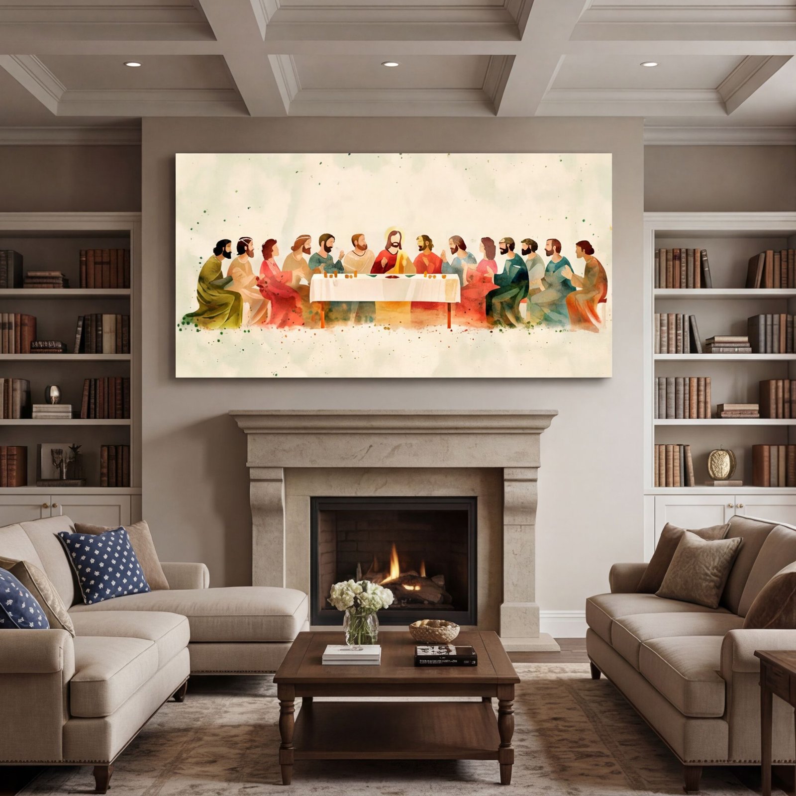 Canvas Wall Art The Last Supper in Color Religious Living Room Office Home - Image 4