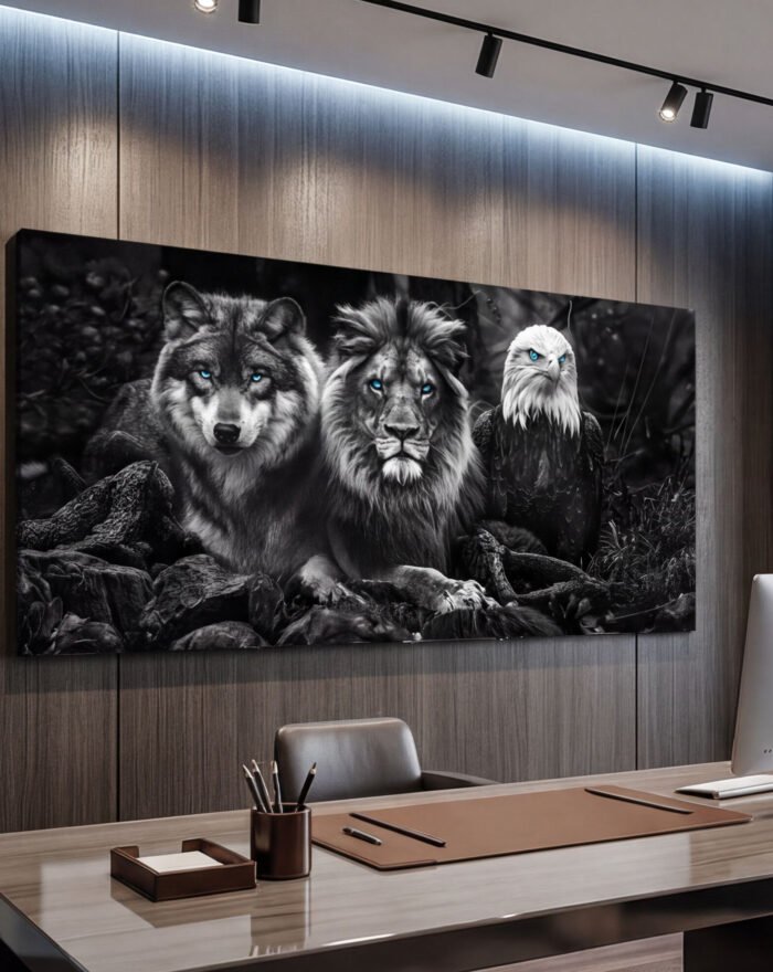 Canvas Wall Art Archetypes of Success Lion Wolf Eagle Living Room Office Home
