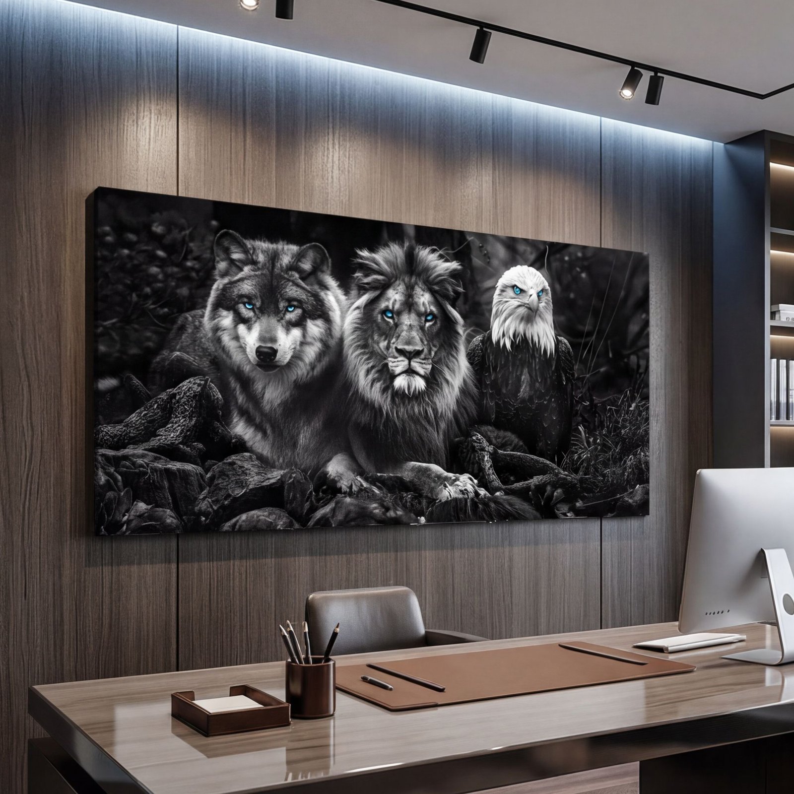 Canvas Wall Art Archetypes of Success Lion Wolf Eagle Living Room Office Home