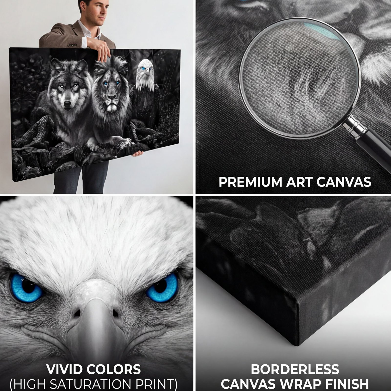Canvas Wall Art Archetypes of Success Lion Wolf Eagle Living Room Office Home - Image 5