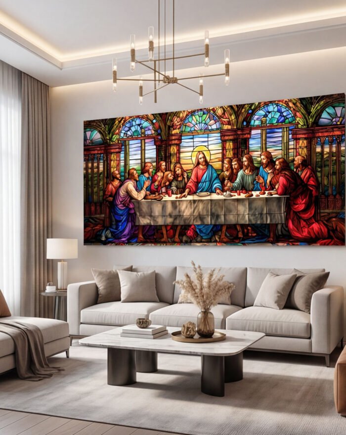 Canvas Wall Art The Last Supper Colorful Religious Living Room Office Home