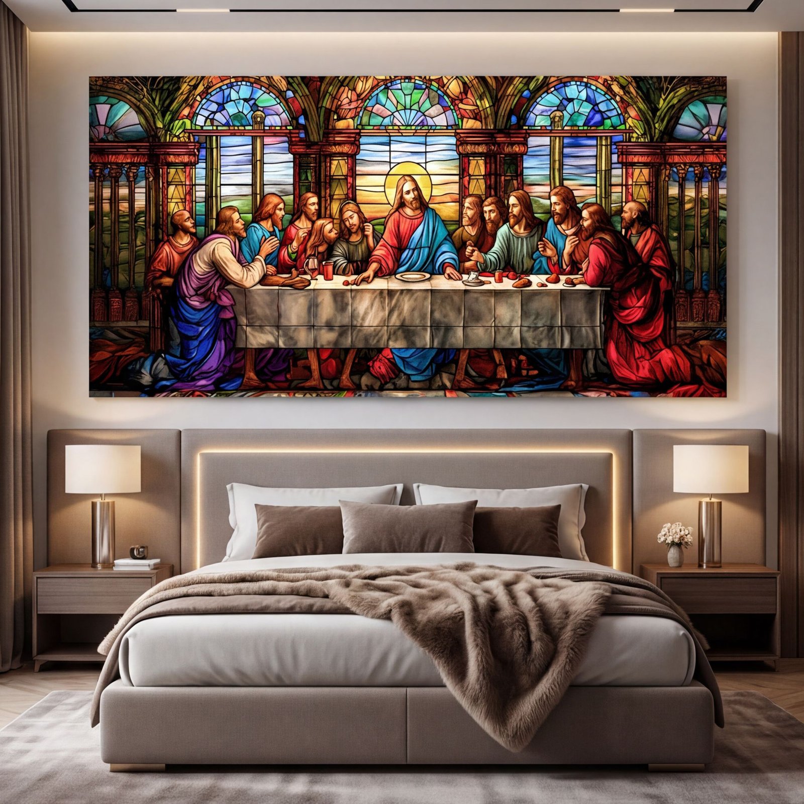 Canvas Wall Art The Last Supper Colorful Religious Living Room Office Home - Image 3