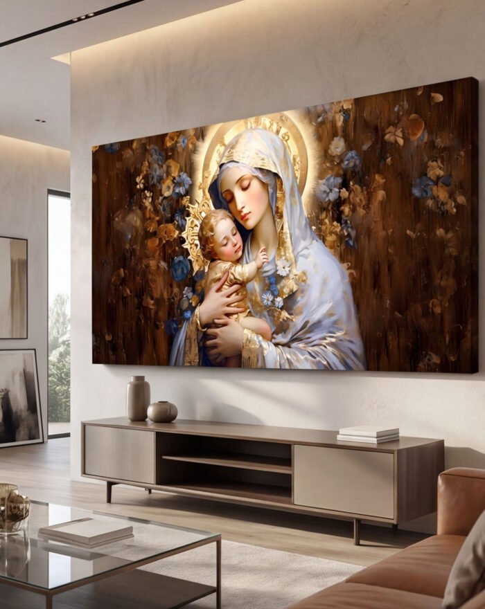 Canvas Wall Art Virgin Mary And Baby Jesus Religious Living Room Office Home