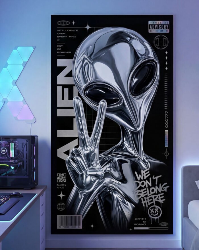 Canvas Wall Art Alien Ufo Pop Decor Living Room Home