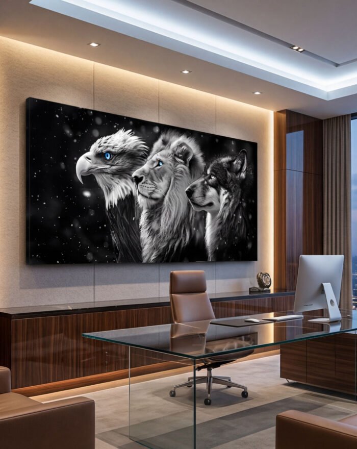 Canvas Wall Art Lion Wolf Eagle Motivational Living Room Office Home