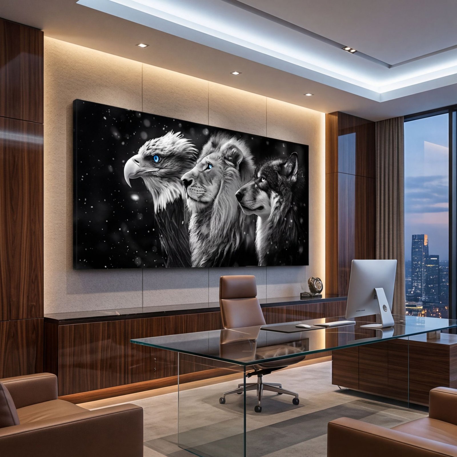 Canvas Wall Art Lion Wolf Eagle Motivational Living Room Office Home