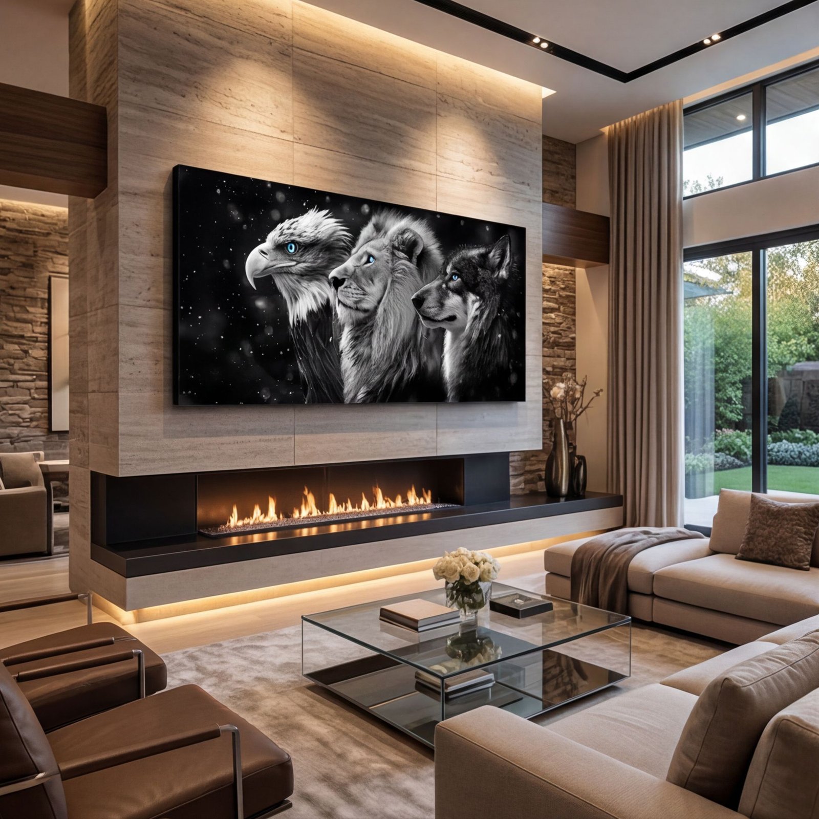 Canvas Wall Art Lion Wolf Eagle Motivational Living Room Office Home - Image 3